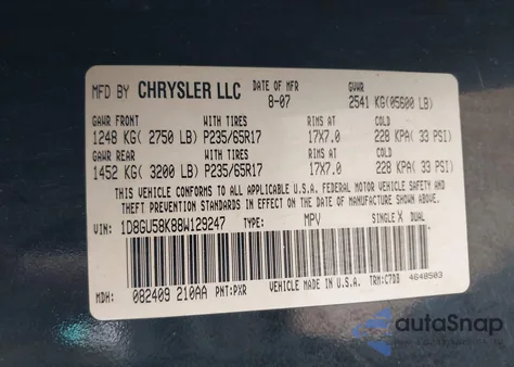 2008 Dodge Nitro Slt/Rt from USA, damaged, VIN 1D8GU58K88W129247